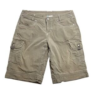 Kuhl Splash Cargo Shorts Womens 10 Khaki Olive Drab Cotton Blend Stretch Hiking